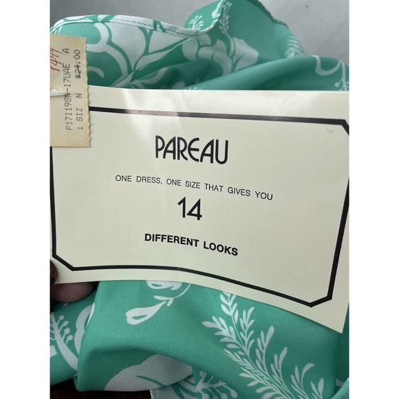 Vintage 70s - Hilo Hatties Pareau Mint Hibiscus Floral Dress - Original New Tags - Picture 6 of 15